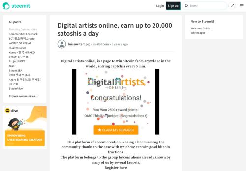 
                            2. Digital artists online, earn up to 20,000 satoshis a day — ...
