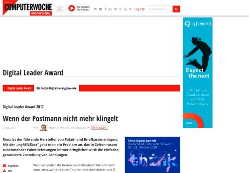 
                            9. Digital Leader Award 2017: Wenn der Postmann nicht mehr klingelt ...