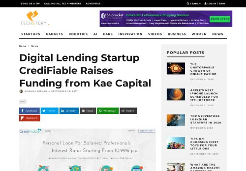 
                            13. Digital Lending Startup CrediFiable Raises Funding from Kae Capital
