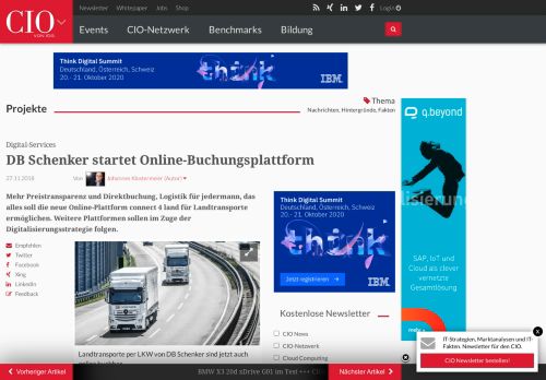 
                            9. Digital-Services: DB Schenker startet Online-Buchungsplattform - cio.de