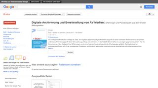 
                            11. Digitale Archivierung und Bereitstellung von AV-Medien: Erfahrungen ...
