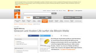 
                            9. Digitale Währung - Giracoin und Avalon Life surfen die Bitcoin-Welle ...