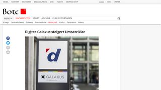 
                            12. Digitec Galaxus steigert Umsatz klar | Wirtschaft | Bote der Urschweiz