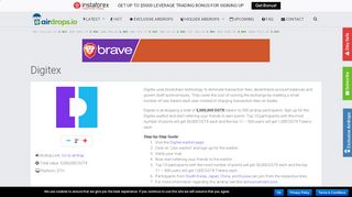 
                            3. Digitex Airdrop » Claim 1000 free DGTX tokens (~ $40 + ref ...