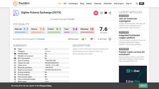 
                            7. Digitex Futures Exchange (DGTX) - ICO rating and detailed ...