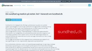 
                            11. Din sundhed og medicin på nettet. Del 1 Generelt om Sundhed.dk ...