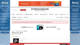 
                            8. Diners club card? | MyBroadband