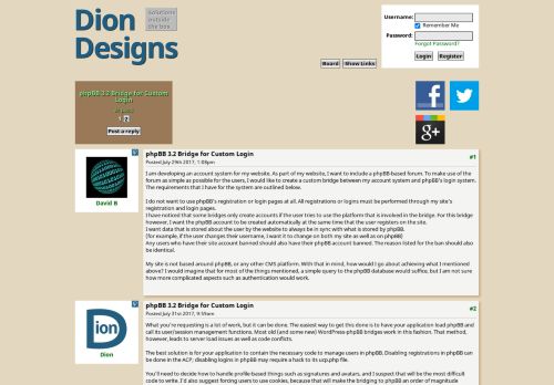 
                            11. Dion Designs • View topic - phpBB 3.2 Bridge for Custom Login