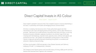 
                            4. Direct Capital Invests in AS Colour — Direct Capital