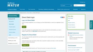 
                            3. Direct Debit login - Sydney Water