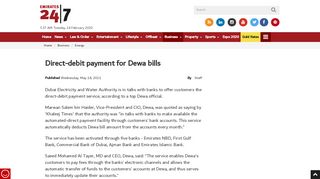 
                            13. Direct-debit payment for Dewa bills - Emirates24|7