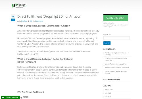 
                            7. Direct Fulfillment (Dropship) EDI for Amazon - TPSynergy