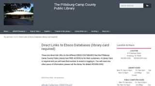 
                            13. Direct Links to Ebsco Databases (library card required) — The ...