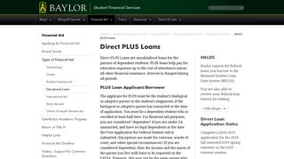 
                            12. Direct PLUS Loans | Student Financial Services | Baylor University