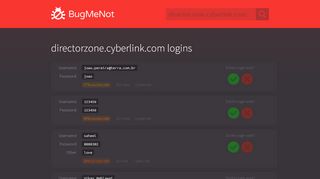 
                            9. directorzone.cyberlink.com passwords - BugMeNot
