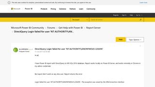 
                            8. DirectQuery Login failed for user 'NT AUTHORITY\AN... - Microsoft ...