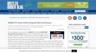 
                            10. DIRECTV $200 VISA Prepaid Gift Card Bonus - Hustler Money Blog