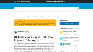 
                            8. DIRECTV App Login Problems - Impacts Roku Apps - AT&T Community ...