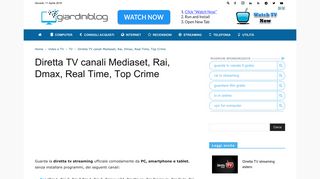 
                            9. Diretta TV canali Mediaset, Rai, Dmax, Real Time, Top ... - GiardiniBlog
