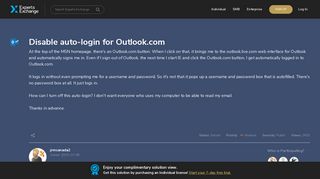 
                            13. Disable auto-login for Outlook.com - Experts Exchange