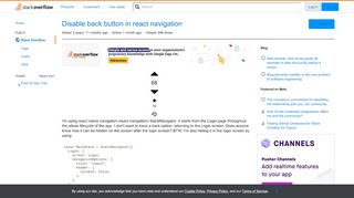 
                            1. Disable back button in react navigation - Stack Overflow