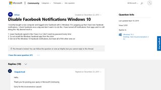 
                            7. Disable Facebook Notifications Windows 10 - Microsoft Community
