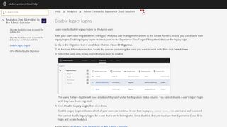 
                            10. Disable legacy logins - Admin Console for Experience Cloud Solutions