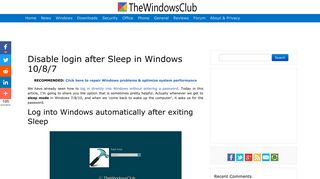 
                            13. Disable login after Sleep in Windows 10/8/7 - The Windows Club