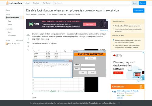 
                            1. Disable login button when an employee is currently login in excel ...