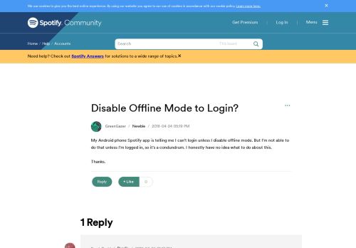 
                            2. Disable Offline Mode to Login? - The Spotify Community