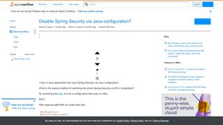 
                            11. Disable Spring Security via Java configuration? - Stack Overflow