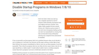 
                            10. Disable Startup Programs in Windows 7/8/10 - Online Tech Tips