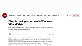 
                            5. Disable the log-on screen in Windows XP and Vista - CNET