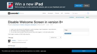 
                            3. Disable Welcome Screen in version 8+ :: concrete5 Documentation