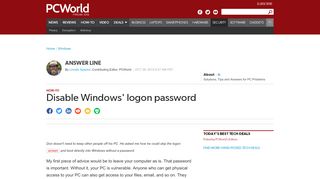 
                            7. Disable Windows' logon password | PCWorld