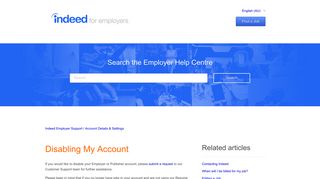 
                            11. Disabling My Account – Indeed Employer Support