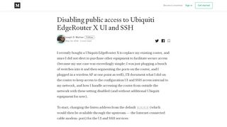 
                            3. Disabling public access to Ubiquiti EdgeRouter X UI and SSH - Medium