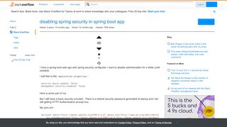 
                            1. disabling spring security in spring boot app - Stack Overflow