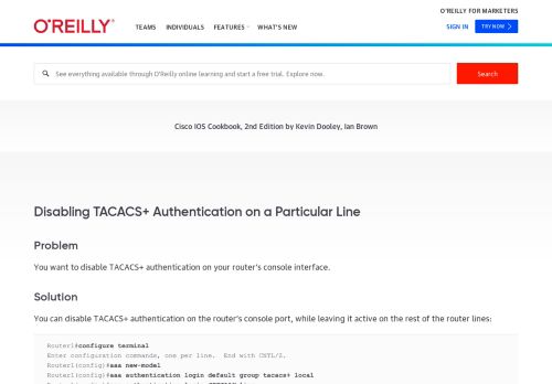 
                            9. Disabling TACACS+ Authentication on a Particular Line - Cisco IOS ...