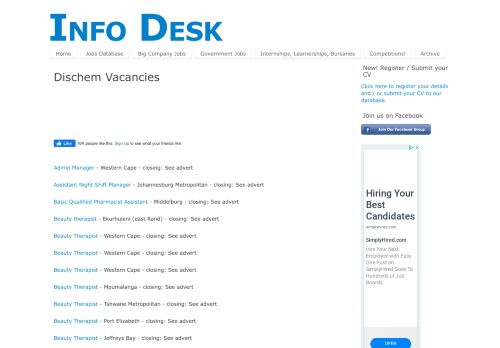 
                            11. Dischem Vacancies - Info Desk