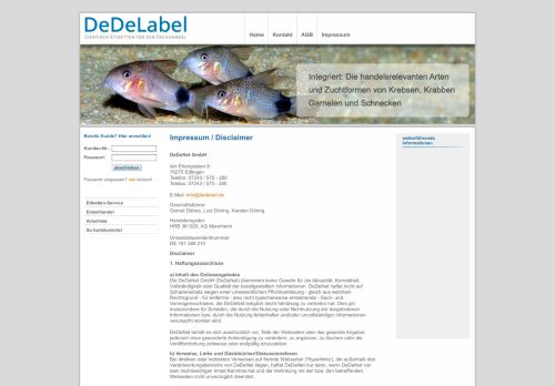 
                            9. Disclaimer - DeDeLabel - Etiketten für den Zoofachhandel