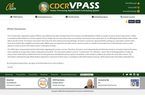 
                            9. Disclaimer - VPASS - State of California - CA.gov