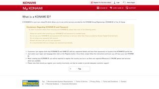 
                            3. Disclaimers Regarding KONAMI ID and Password - My KONAMI