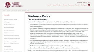 
                            4. Disclosure Policy - American Economic Association