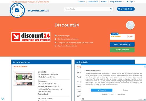 
                            8. Discount24: Erfahrungen, Bewertungen, Meinungen - Shopauskunft.de