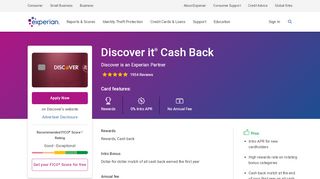 
                            10. Discover it® Cash Back – Experian