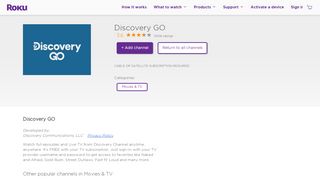 
                            7. Discovery GO | Roku Channel Store | Roku