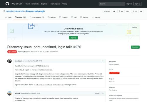 
                            6. Discovery issue, port undefined, login fails · Issue #976 · dresden ...