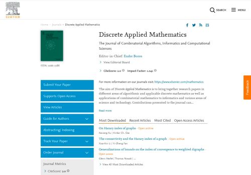 
                            11. Discrete Applied Mathematics - Journal - Elsevier