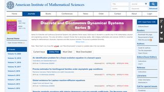 
                            2. Discrete & Continuous Dynamical Systems - S - American Institute of ...